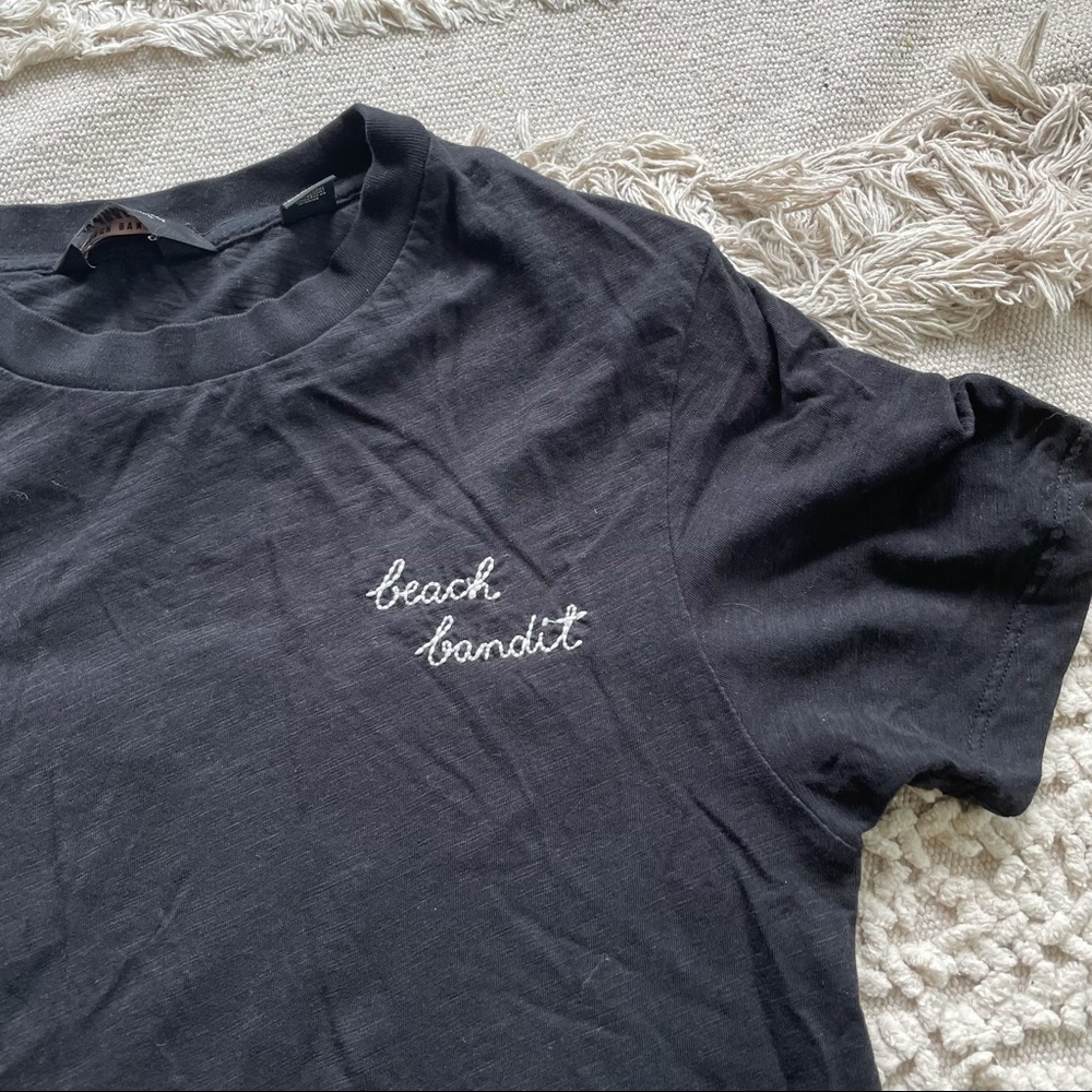 SCOTCH & SODA BLACK EMBROIDERED TEE - XS